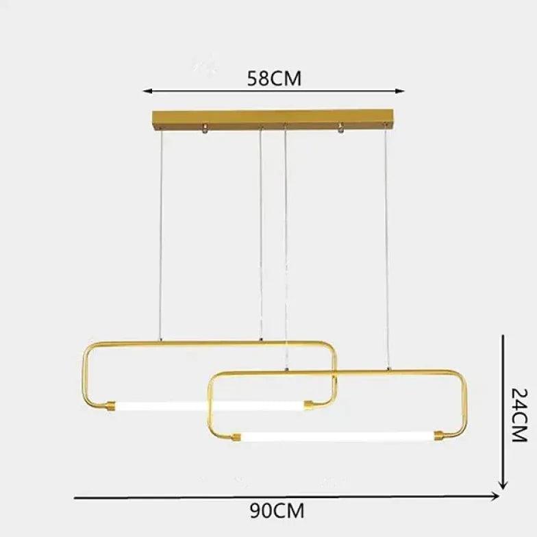 Rectangular Frame Black LED Dining Room Pendant Light - Clowas