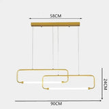 Rectangular Frame Black LED Dining Room Pendant Light - Clowas