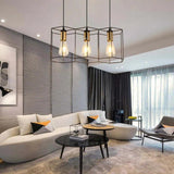 Three-Light Hexagonal Shade Black Industrial Pendant Light - Clowas