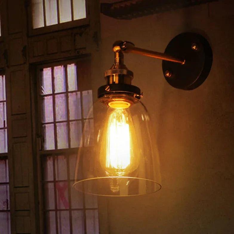Pewter Wall Lights Glass Industrial - Clowas