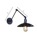 Vintage Adjustable Black Arm Wall Light for Living Room