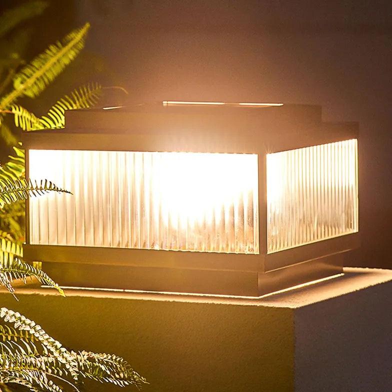 Brown Glass Solar Outdoor Pillar Lights - Clowas