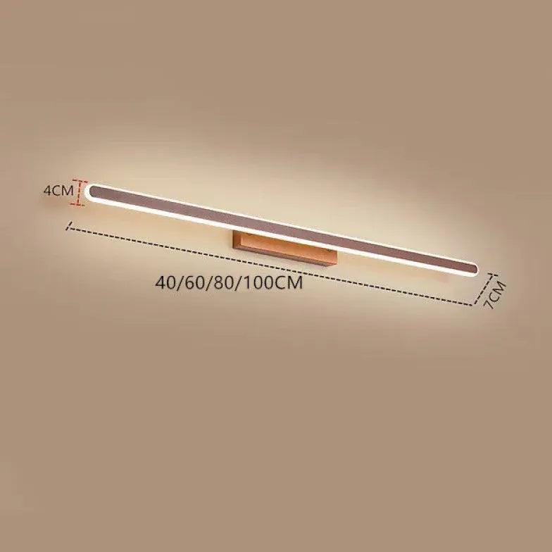 Brown Linear Aluminum Bathroom Wall Light - Clowas