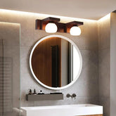 Contemporary Chinese Walnut Bathroom Wall Light