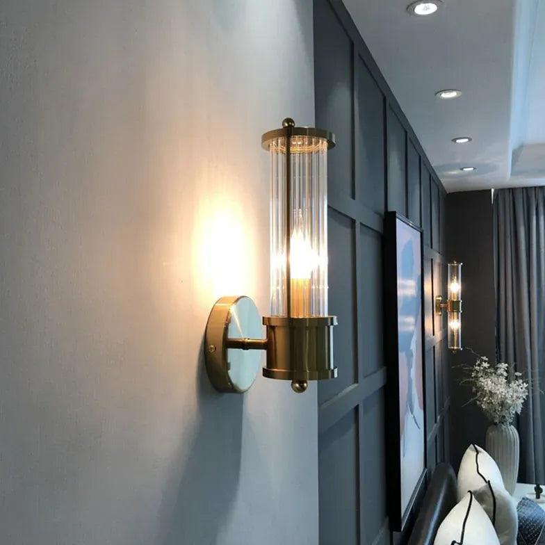 Brushed Brass Wall Light Glass - Clowas