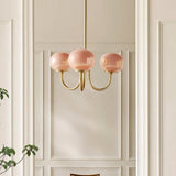 Vintage Glass Pink Chandelier Light for Dining Room