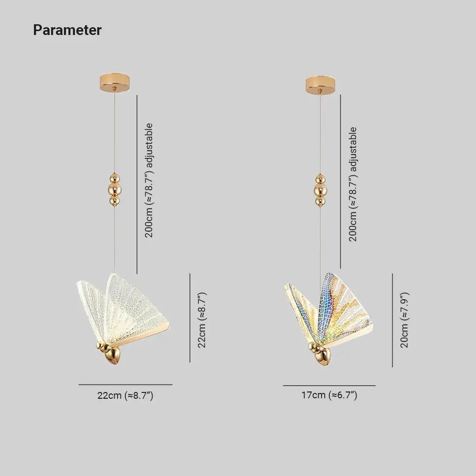 Butterfly Shaped Acrylic LED Bedroom Pendant Light - Clowas