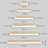 Oval ceiling light available in 30cm to 120cm lengths