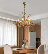 Antler Chandelier Rustic Wood With Anti Glare Lighting For Living Rooms