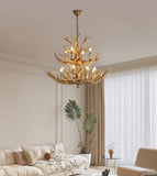 Antler Chandelier Rustic Wood With Anti Glare Lighting For Living Rooms