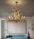 Antler Chandelier Rustic Wood With Anti Glare Lighting For Living Rooms