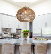 Nordic Rattan Pendant Light Dimmable LED for Living Room