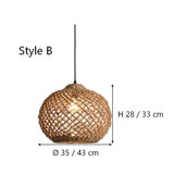 Nordic Rattan Pendant Light Dimmable LED for Living Room