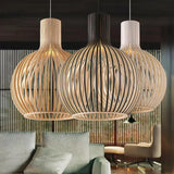 Nordic Timber Pendant Light Dimmable LED For Dining Rooms
