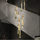 Luxury Gold Tear Drop Crystal Chandelier Durable for Staircase