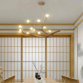 Rustic Branch Chandelier Glass Metal Living Room, Anti-Glare