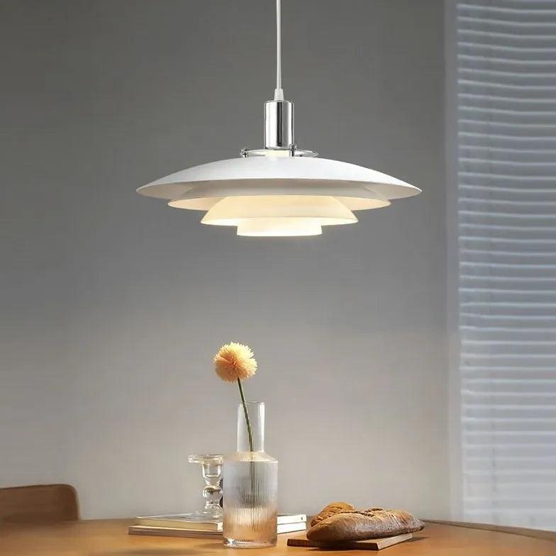 Four-layer White Lampshade Aluminum Pendant Light - Clowas