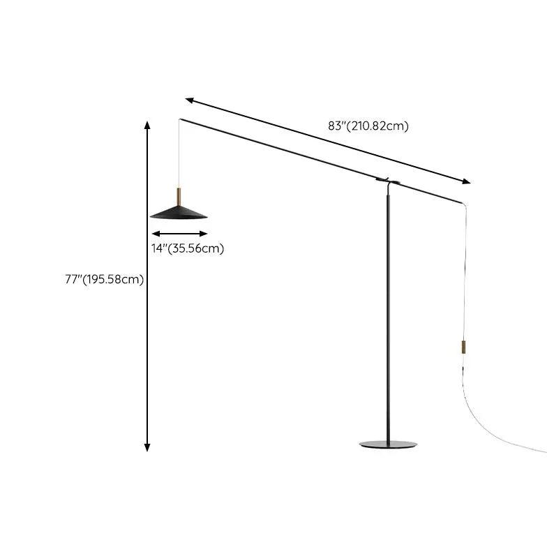 Cantilever Black Minimalist Plug-In Floor Lamp - Clowas