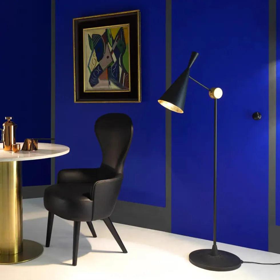 Black Cone Shade Adjustable Floor Lamp - Clowas