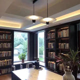 Black Disc-Shaped Modern Single-Head Pendant Light - Clowas