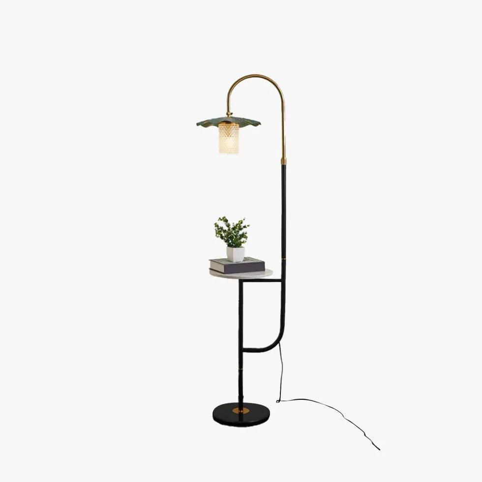 Curved Design with Attached Table Floor Lamp - Clowas