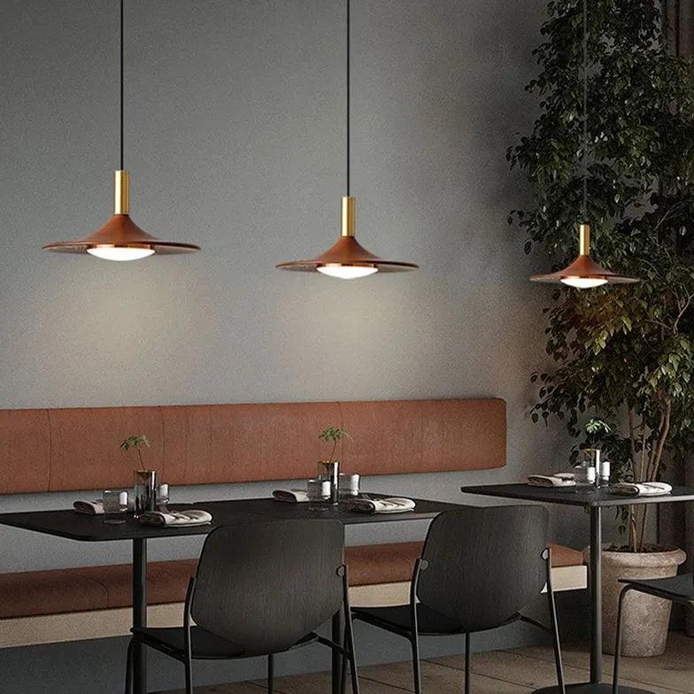 Wooden Lampshade Vintage LED Dining Pendant Light - Clowas