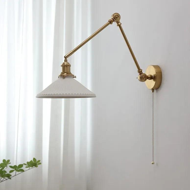 Porcelain Wall Light Brass Vintage - Clowas