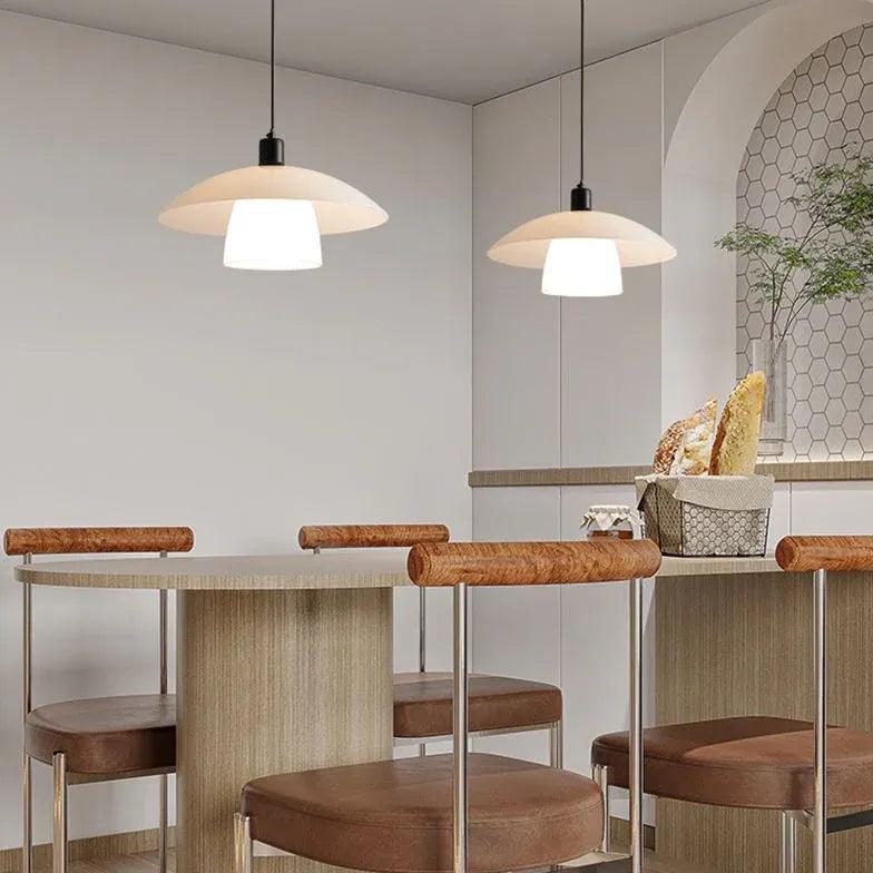 Double Layer White Shade Glass Pendant Light - Clowas