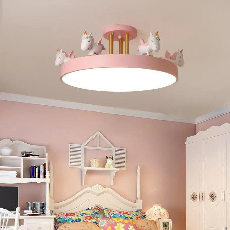 Carousel Horses Bedroom Flush Ceiling Lights - Clowas