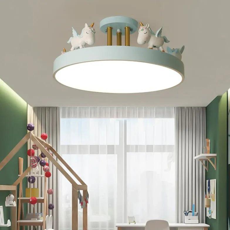 Carousel Horses Bedroom Flush Ceiling Lights - Clowas