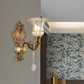 Crystal Glass Brass Wall Light For Hallway