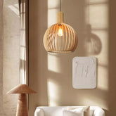 Vintage Wooden Birdcage Pendant Light for Living Room