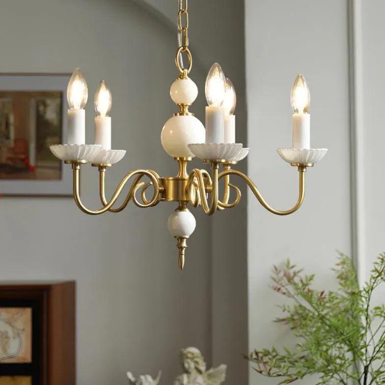 Ceramic Candle Holder Golden Vintage Chandelier - Clowas