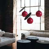 Glass Globe Pendant Light with Red Cherry Design