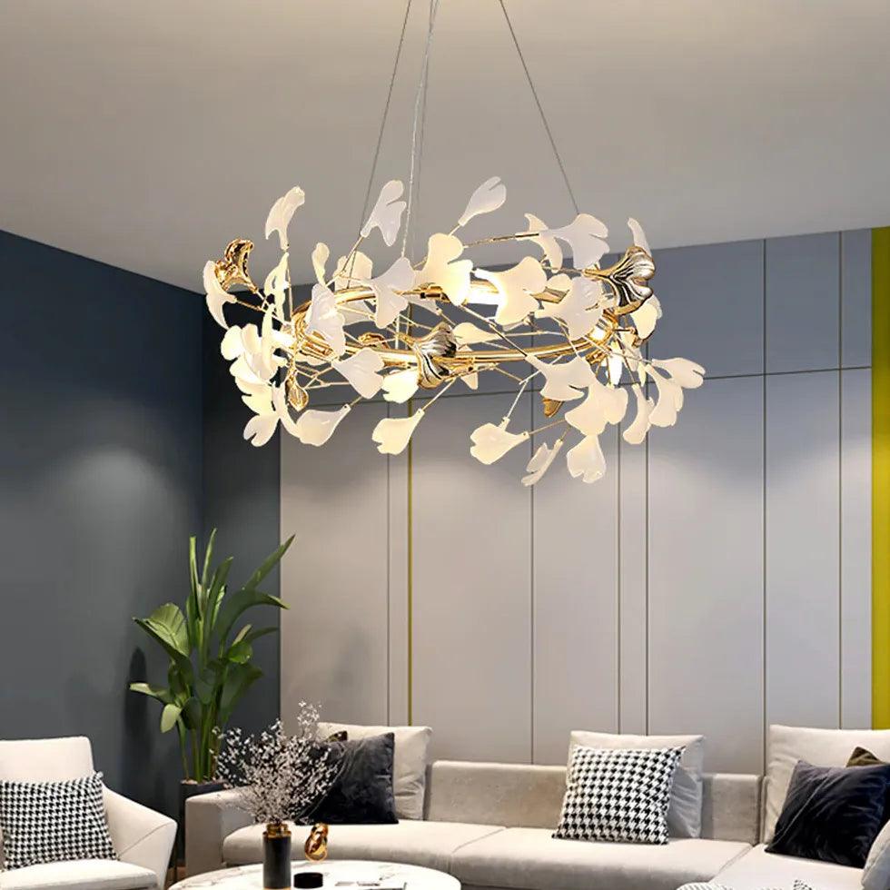 Circular Leaves Modern Gold Pendant Light - Clowas