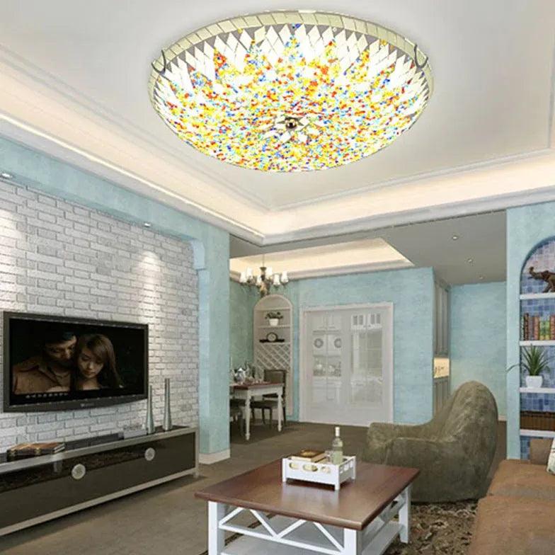 Circular Stitching Glass Modern Flush Ceiling Lights - Clowas
