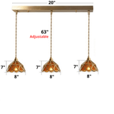 Colored Glass and Antique Brass Pendant Light