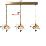 Colored Glass and Antique Brass Pendant Light