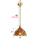 Colored Glass and Antique Brass Pendant Light