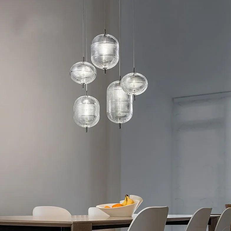 Clear Ribbed Glass Industrial Pendant Light - Clowas