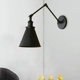 Cone Lampshade Swing Arm Vintage Wall Lights - Clowas
