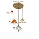 Colored Glass and Antique Brass Pendant Light