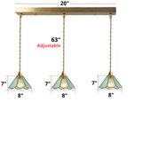 Colored Glass and Antique Brass Pendant Light