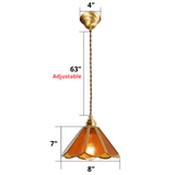 Colored Glass and Antique Brass Pendant Light