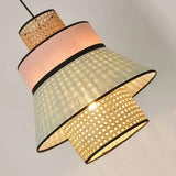 Japanese Rattan Fabric Pendant Light for Dining Room