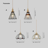 Vintage Brass Colored Ribbed Glass Pendant Light