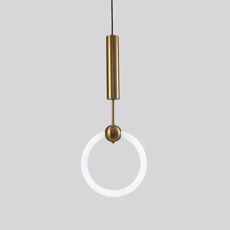 Geometric Frame Gold LED Bedroom Pendant Light - Clowas