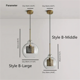 Modern Clear Glass Pendant Light Brass Dimmable for Dining Room