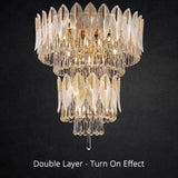 Crystal Leaf Adorned Golden Modern Chandelier - Clowas