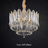 Crystal Leaf Adorned Golden Modern Chandelier - Clowas